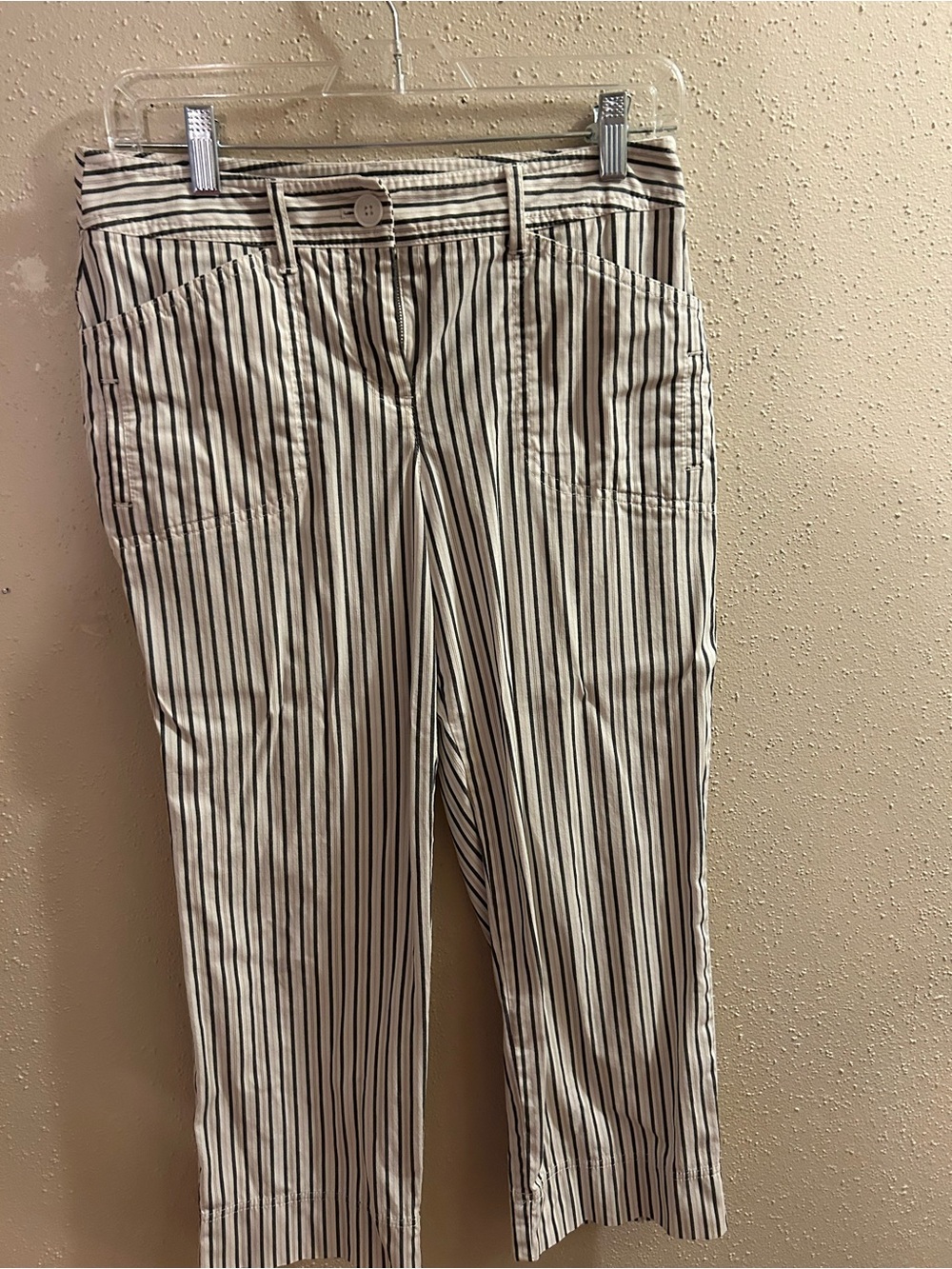 LOFT woman’s Striped Chinos in White and Black size 4